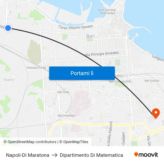 Napoli-Di Maratona to Dipartimento Di Matematica map