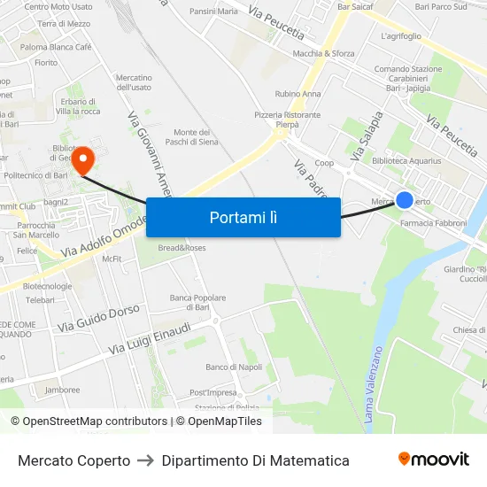 Mercato Coperto to Dipartimento Di Matematica map
