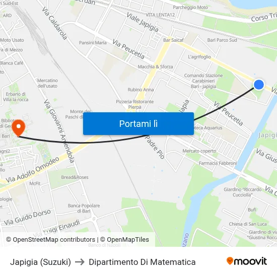 Japigia (Suzuki) to Dipartimento Di Matematica map