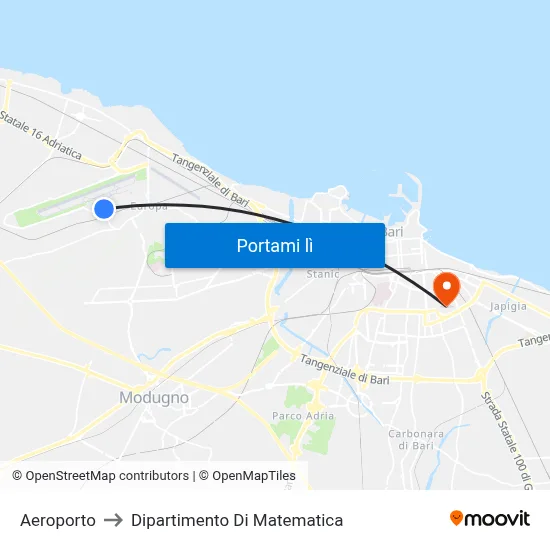 Aeroporto to Dipartimento Di Matematica map