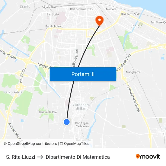 S. Rita-Liuzzi to Dipartimento Di Matematica map