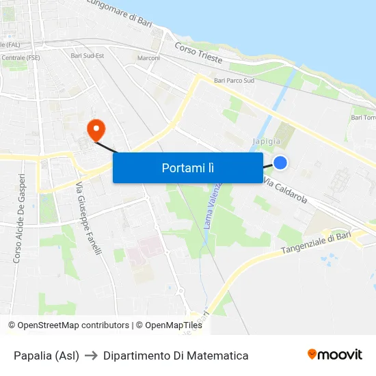 Papalia (Asl) to Dipartimento Di Matematica map