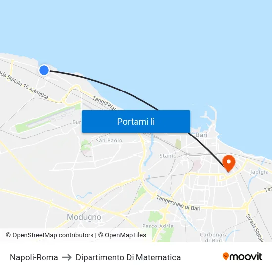 Napoli-Roma to Dipartimento Di Matematica map