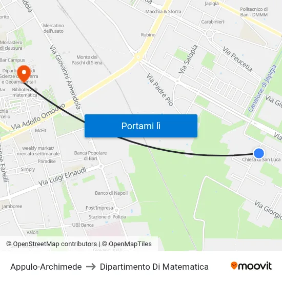 Appulo-Archimede to Dipartimento Di Matematica map