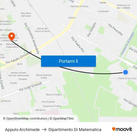 Appulo-Archimede to Dipartimento Di Matematica map