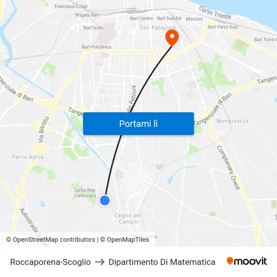 Roccaporena-Scoglio to Dipartimento Di Matematica map