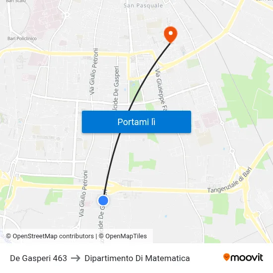 De Gasperi 463 to Dipartimento Di Matematica map