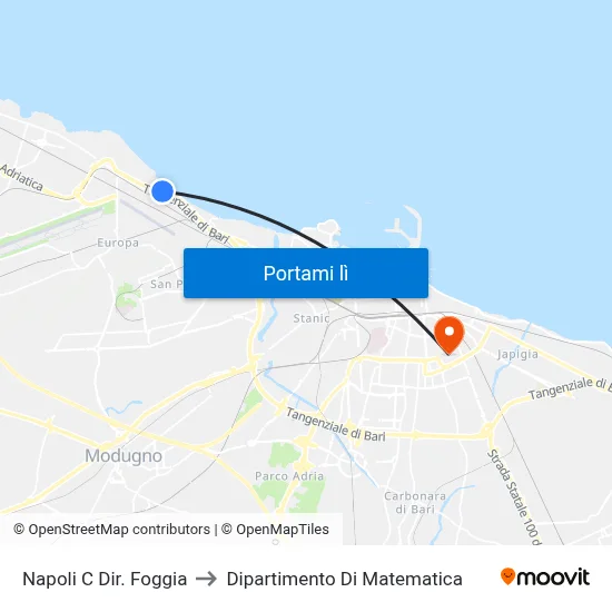 Napoli C Dir. Foggia to Dipartimento Di Matematica map