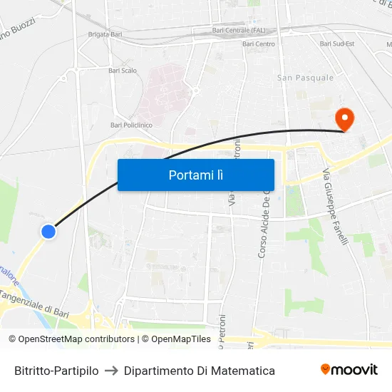 Bitritto-Partipilo to Dipartimento Di Matematica map