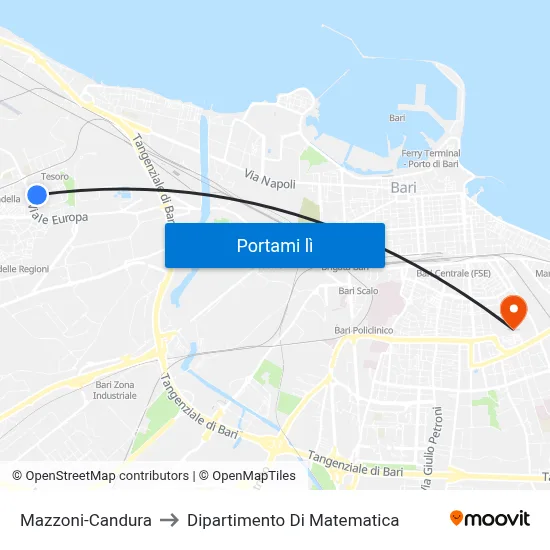 Mazzoni-Candura to Dipartimento Di Matematica map