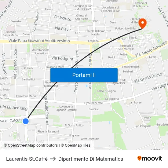 Laurentis-St.Caffè to Dipartimento Di Matematica map