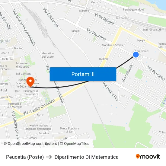 Peucetia (Poste) to Dipartimento Di Matematica map