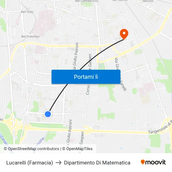 Lucarelli (Farmacia) to Dipartimento Di Matematica map