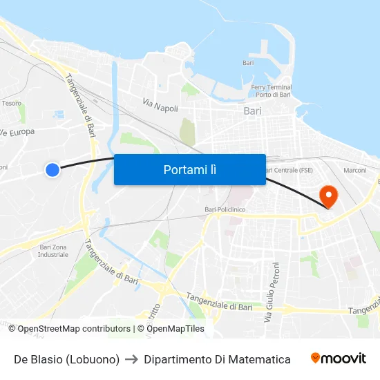 De Blasio (Lobuono) to Dipartimento Di Matematica map
