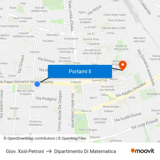 Giov. Xxiii-Petroni to Dipartimento Di Matematica map