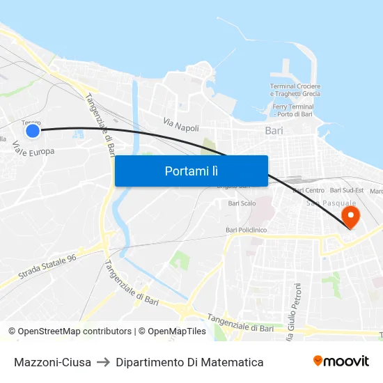 Mazzoni-Ciusa to Dipartimento Di Matematica map