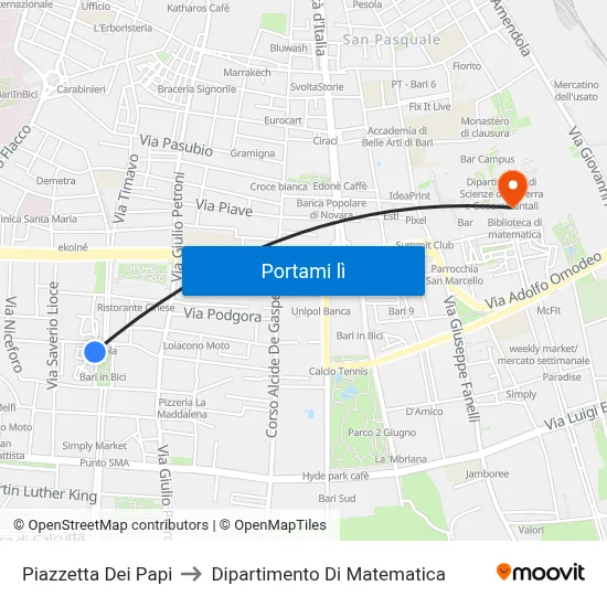 Piazzetta Dei Papi to Dipartimento Di Matematica map