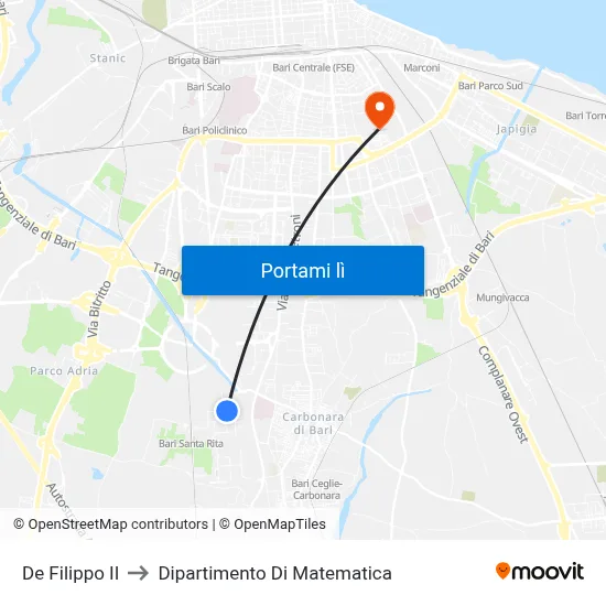 De Filippo II to Dipartimento Di Matematica map