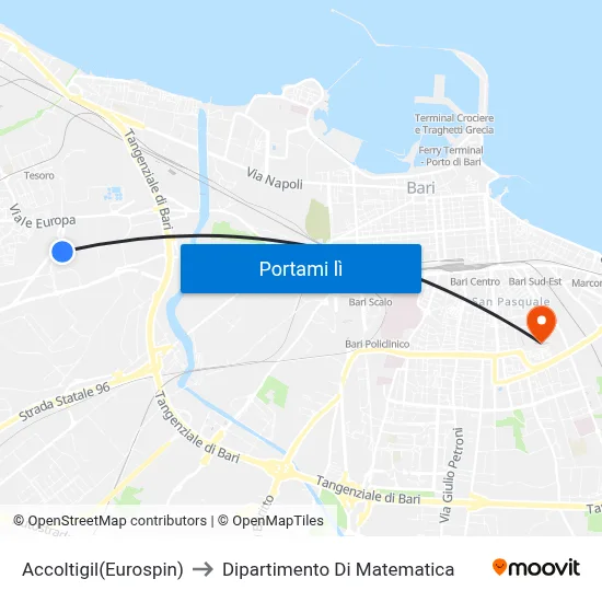 Accoltigil(Eurospin) to Dipartimento Di Matematica map