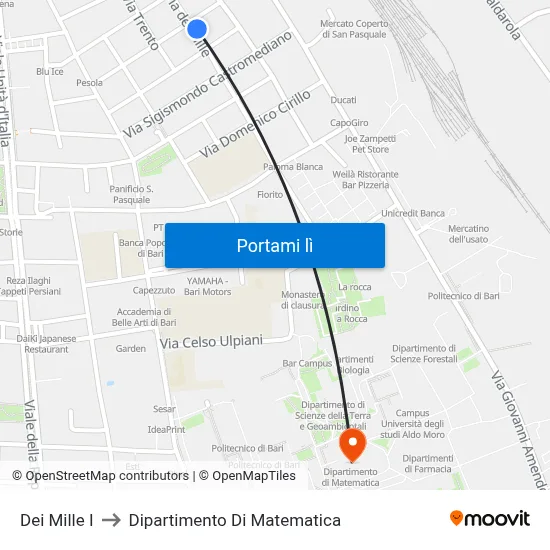 Dei Mille I to Dipartimento Di Matematica map