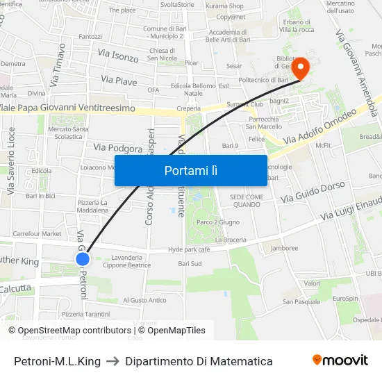 Petroni-M.L.King to Dipartimento Di Matematica map