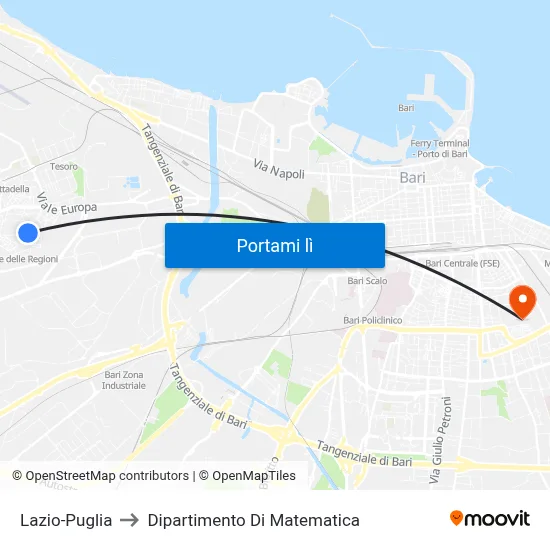 Lazio-Puglia to Dipartimento Di Matematica map
