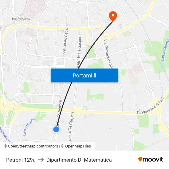 Petroni 129a to Dipartimento Di Matematica map