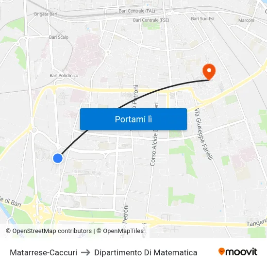 Matarrese-Caccuri to Dipartimento Di Matematica map
