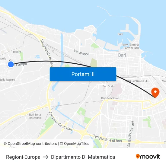 Regioni-Europa to Dipartimento Di Matematica map
