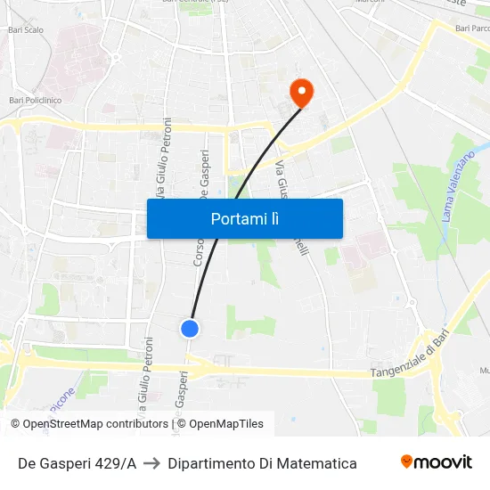 De Gasperi 429/A to Dipartimento Di Matematica map
