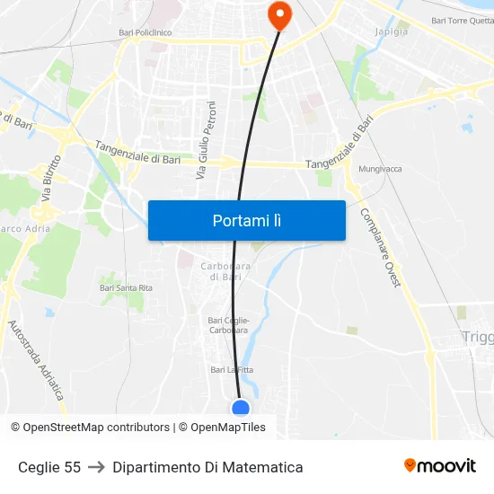 Ceglie 55 to Dipartimento Di Matematica map
