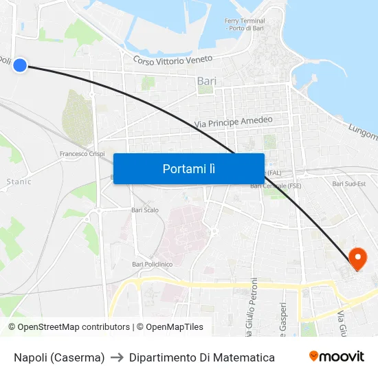 Napoli (Caserma) to Dipartimento Di Matematica map