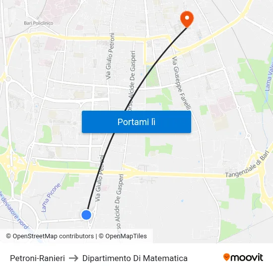 Petroni-Ranieri to Dipartimento Di Matematica map