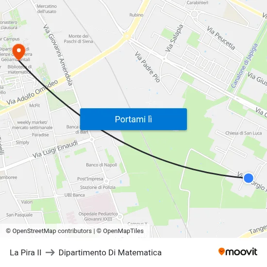 La Pira II to Dipartimento Di Matematica map