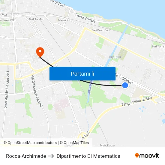 Rocca-Archimede to Dipartimento Di Matematica map