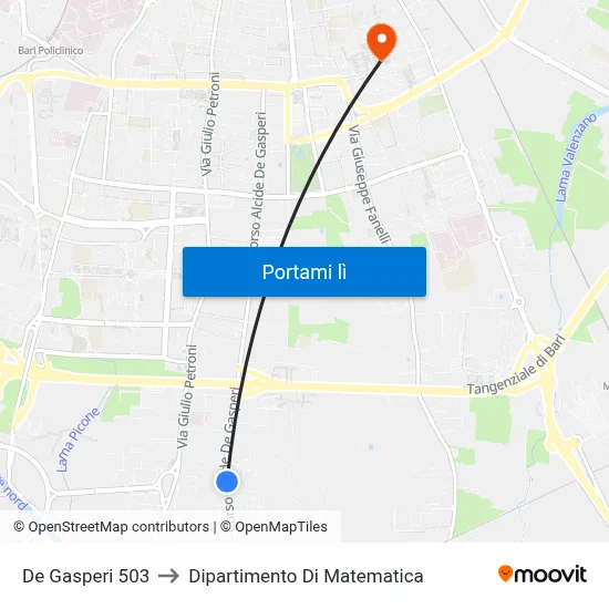 De Gasperi 503 to Dipartimento Di Matematica map