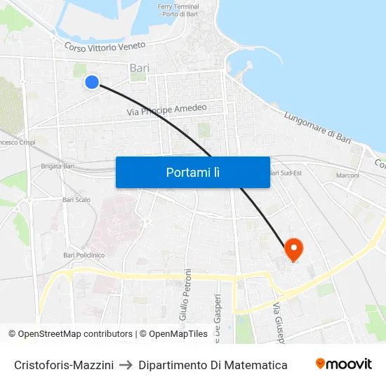 Cristoforis-Mazzini to Dipartimento Di Matematica map