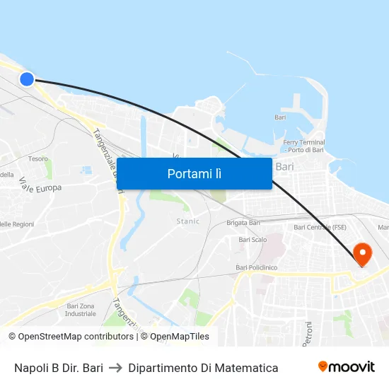 Napoli B Dir. Bari to Dipartimento Di Matematica map