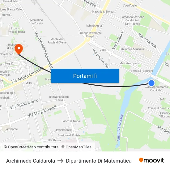 Archimede-Caldarola to Dipartimento Di Matematica map
