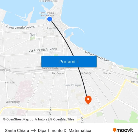 Santa Chiara to Dipartimento Di Matematica map
