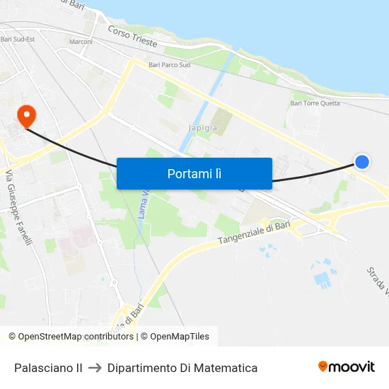 Palasciano II to Dipartimento Di Matematica map