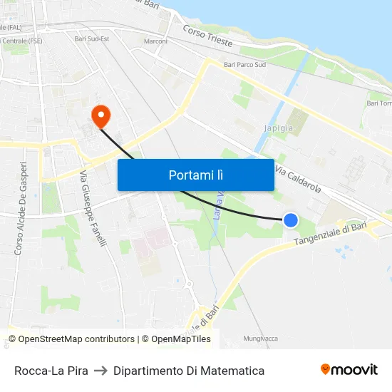 Rocca-La Pira to Dipartimento Di Matematica map