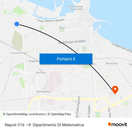 Napoli 316 to Dipartimento Di Matematica map