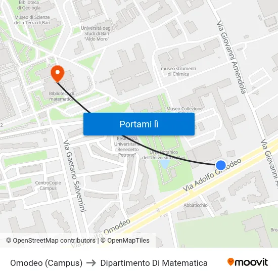 Omodeo (Campus) to Dipartimento Di Matematica map