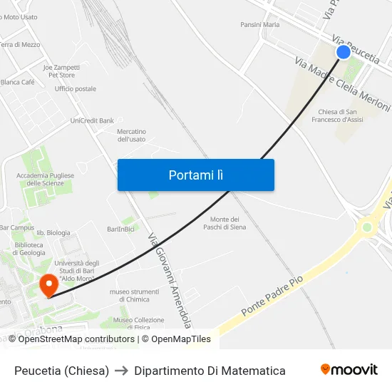 Peucetia (Chiesa) to Dipartimento Di Matematica map