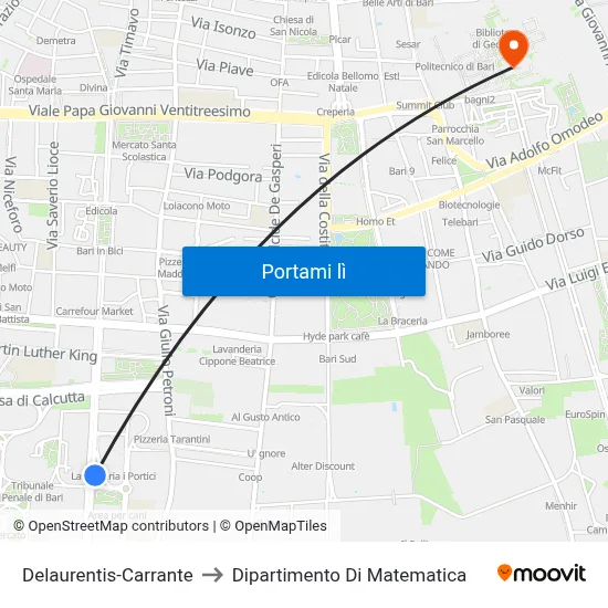 Delaurentis-Carrante to Dipartimento Di Matematica map