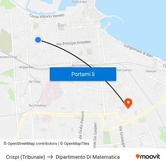 Crispi (Tribunale) to Dipartimento Di Matematica map