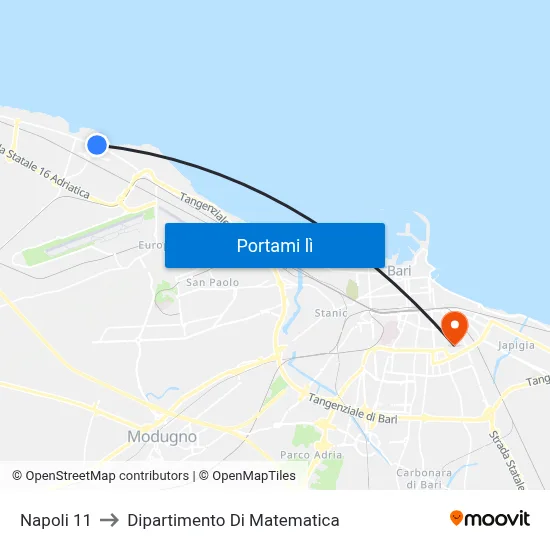 Napoli 11 to Dipartimento Di Matematica map