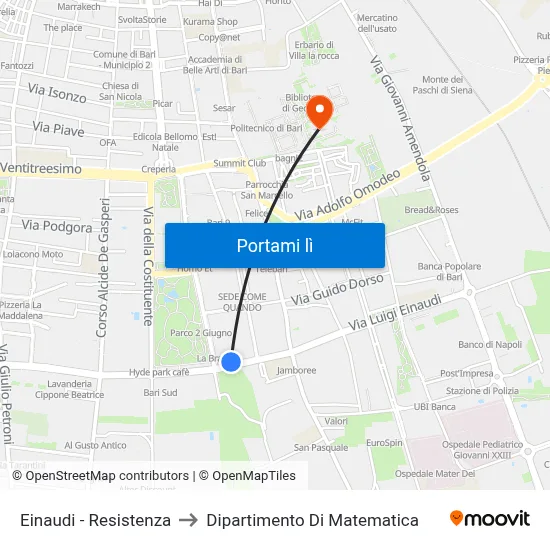 Einaudi - Resistenza to Dipartimento Di Matematica map