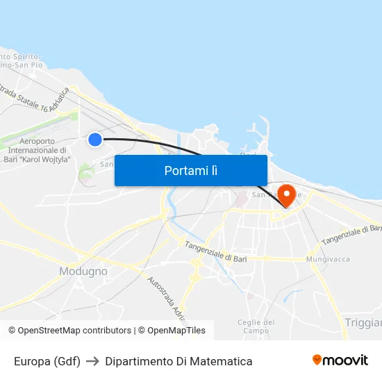 Europa (Gdf) to Dipartimento Di Matematica map